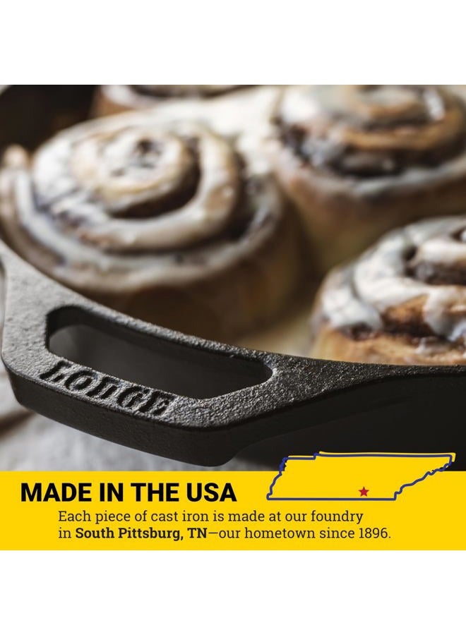 Lodge مقلاة حديد زهر مسبقة التتبيل بحجم 10.25 بوصة - مقبض على شكل دمعة مميز - للاستخدام في الفرن، على الموقد، على الشواية، أو فوق نار المخيم، باللون الأسود - Image 5